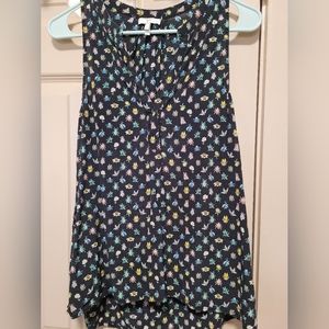 Joie Adorable Bug and Flower Print Silk Sleeveless Top